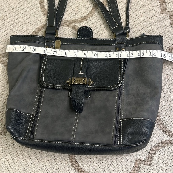 BOC vegan leather multiple pockets Black Gray shoulder tote Bag - Picture 15 of 17